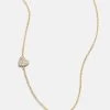 18K Gold Asymmetrical Heart Necklace - Pavé Heart -Baublebar 100580 G 01