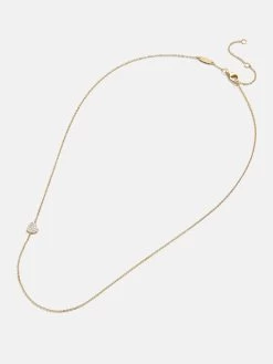 18K Gold Asymmetrical Heart Necklace - Pavé Heart -Baublebar 100580 G 02