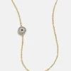 18K Gold Asymmetrical Evil Eye Necklace - Pavé Evil Eye
