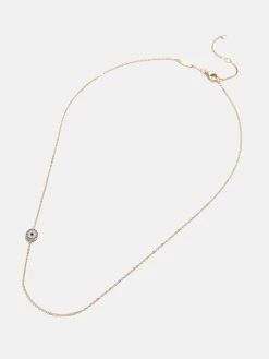18K Gold Asymmetrical Evil Eye Necklace - Pavé Evil Eye -Baublebar 100583 G 02