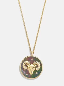 Zodiac 18K Gold Medallion Necklace 24 Zodiac 18K Gold Medallion Necklace -Baublebar 101216 G 01