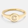 18K Gold Single Initial Signet Ring - Single Letter -Baublebar 102501 G 01