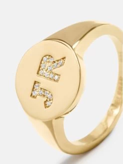 18K Gold Double Initial Signet Ring - Double Letter 10 18K Gold Double Initial Signet Ring - Double Letter -Baublebar 102512 G 02
