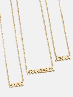 18K Gold Mini Custom Nameplate Necklace - Small -Baublebar 102521 G 01 Group b4072412 e90e 412c a584 771d19a070ad