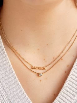 18K Gold Mini Custom Nameplate Necklace - Small -Baublebar 102521 m b0406b0d 70e9 469a 8d33 8370ba43cd2f