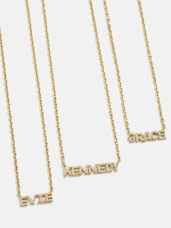 18K Gold Mini Custom Nameplate Necklace - Small -Baublebar 102522 Group 01