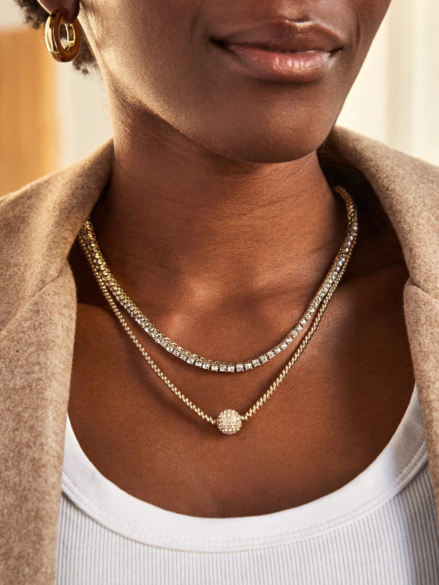 Bennett Tennis Necklace - Gold Plated Brass 4 Bennett Tennis Necklace - Gold Plated Brass - Image 2