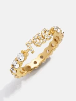 14K Gold Custom Script Ring - Gold/Pavé -Baublebar 103580 G 02