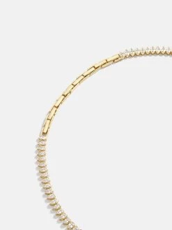 Julia 18K Gold Adjustable Tennis Necklace - Clear/Gold -Baublebar 103876 G 04