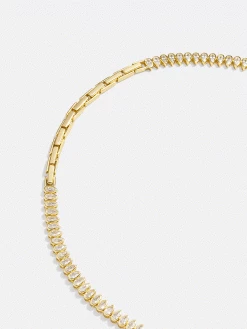 Julia 18K Gold Adjustable Tennis Necklace - Clear/Gold -Baublebar 103876 Gif 01