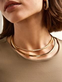 Julia 18K Gold Adjustable Tennis Necklace - Clear/Gold -Baublebar 103876 m1