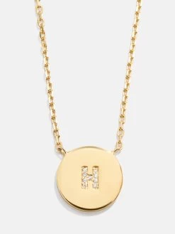 18K Gold Single Initial Custom Disc Necklace 10 18K Gold Single Initial Custom Disc Necklace -Baublebar 104293 G 01