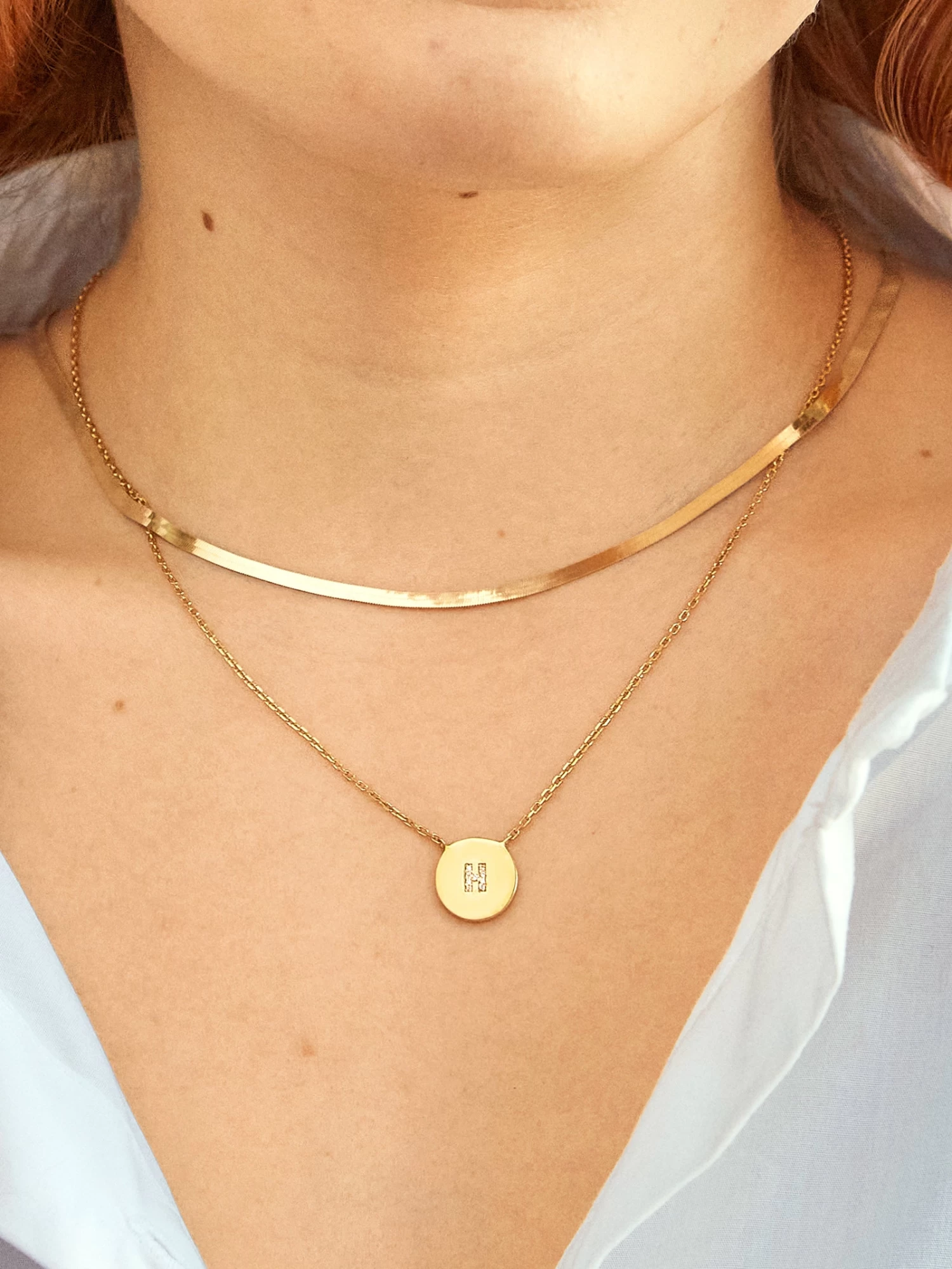 18K Gold Single Initial Custom Disc Necklace 4 18K Gold Single Initial Custom Disc Necklace - Image 2