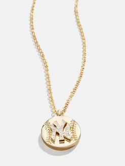MLB Gold Baseball Charm Necklace - New York Yankees