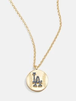 MLB Gold Baseball Charm Necklace - Los Angeles Dodgers