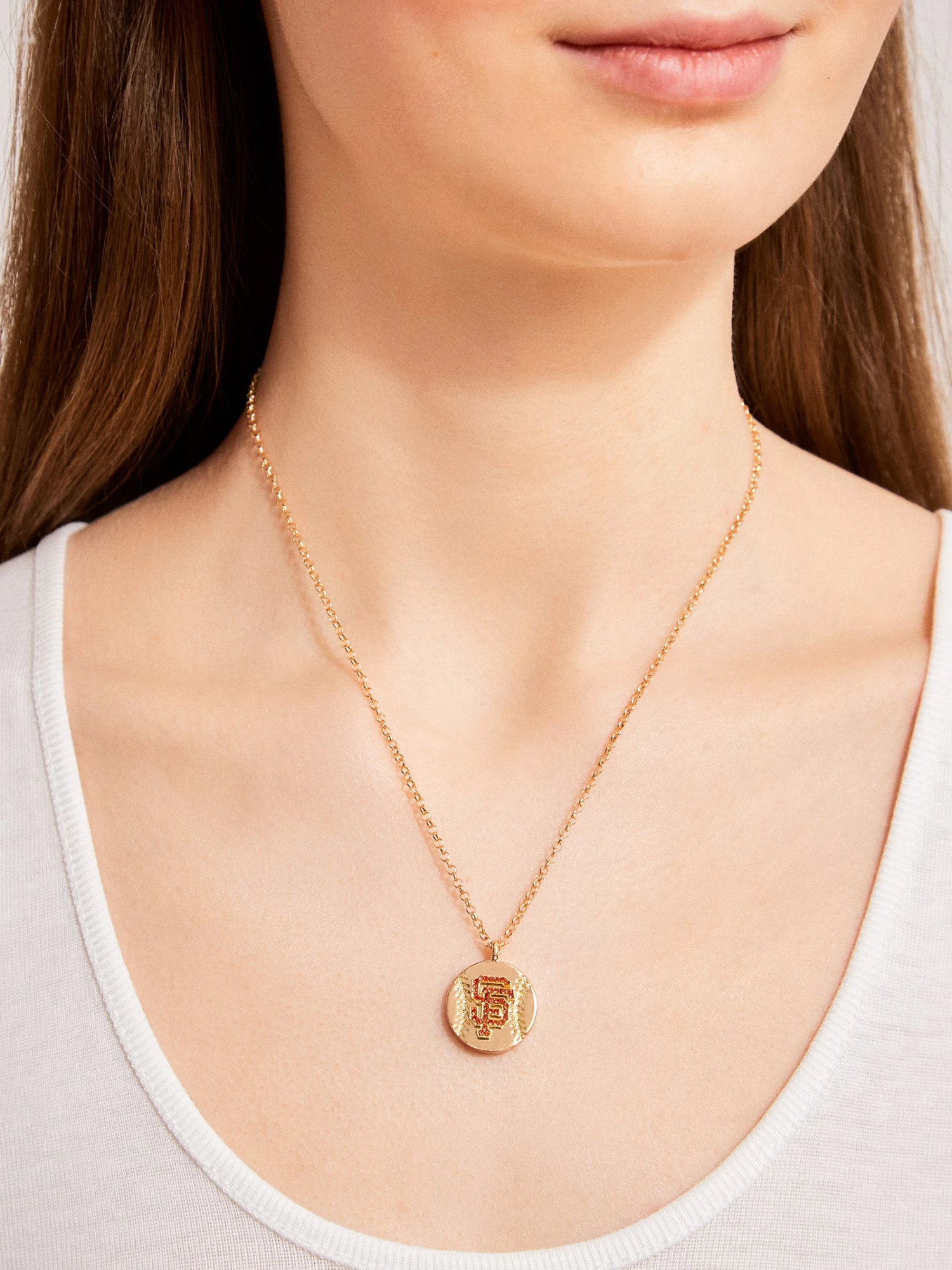 MLB Gold Baseball Charm Necklace - San Francisco Giants 4 MLB Gold Baseball Charm Necklace - San Francisco Giants - Image 2