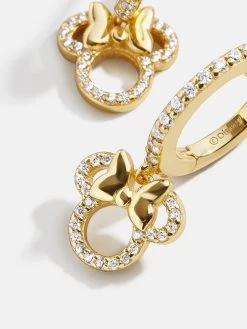 Minnie Mouse Disney 18K Gold Plated Sterling Silver Huggie Charm Earrings - Gold -Baublebar 105345 G 02
