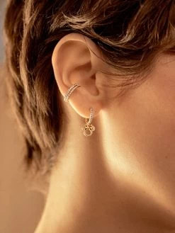 Minnie Mouse Disney 18K Gold Plated Sterling Silver Huggie Charm Earrings - Gold -Baublebar 105345 m