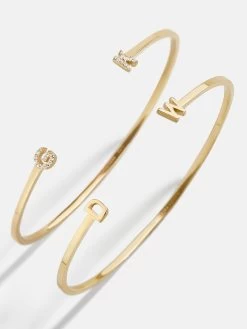 18K Gold Double Initial Custom Cuff Bracelet