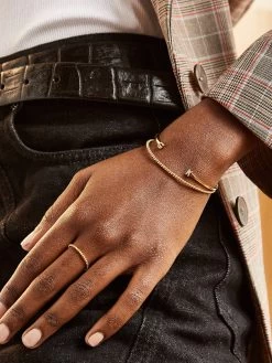 18K Gold Double Initial Custom Cuff Bracelet -Baublebar 105351 m