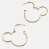Mickey Mouse Disney Outline Hoop Earrings - Gold 2 Mickey Mouse Disney Outline Hoop Earrings - Gold -Baublebar 105497 G 01