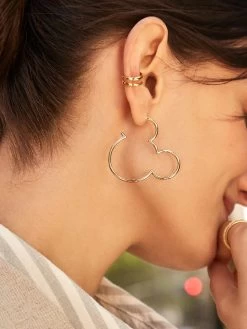 Mickey Mouse Disney Outline Hoop Earrings - Gold 9 Mickey Mouse Disney Outline Hoop Earrings - Gold -Baublebar 105497 m1