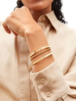 Initial Cuff Bracelet - Gold Letter 23 Initial Cuff Bracelet - Gold Letter -Baublebar 105622 m