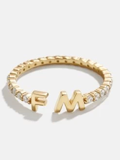 18K Gold Double Initial Custom Ring -Baublebar 105789 G 01