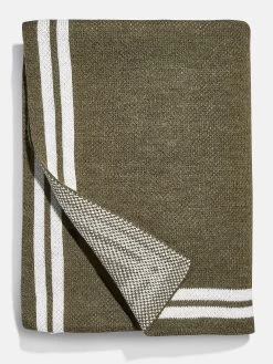Your Name In Stripes Custom Blanket - Natural / Olive -Baublebar 106281 G 02