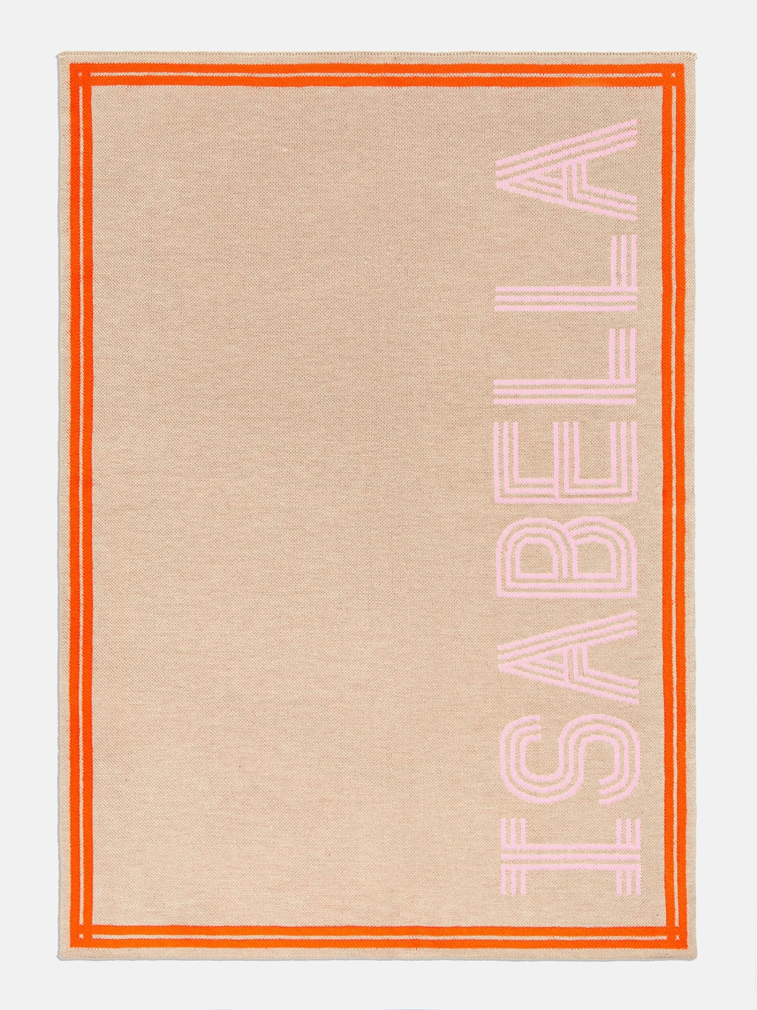 Your Name In Stripes Custom Blanket - Tan / Pink 3 Your Name In Stripes Custom Blanket - Tan / Pink