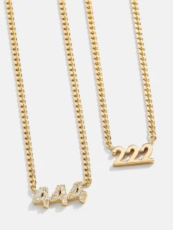 18K Gold Angel Number Custom Nameplate Necklace