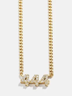 18K Gold Angel Number Custom Nameplate Necklace -Baublebar 107284 G 01