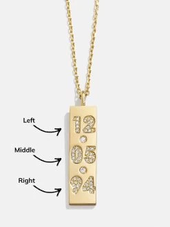 18K Gold Stacked Custom Number Necklace - Gold/Pavé -Baublebar 107285 G 01 Chart