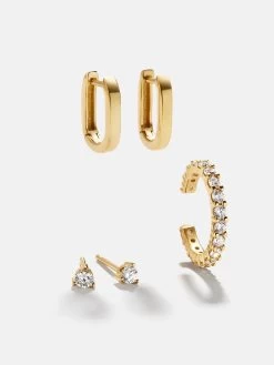 Lilith 18K Gold Earring Set - Clear/Gold