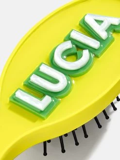 Block Font Mini Custom Hair Brush - Block Font Yellow -Baublebar 107692 G 05