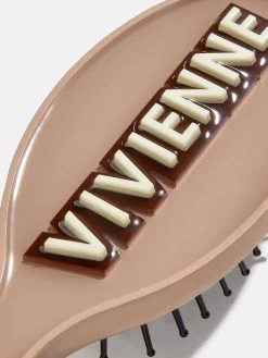 Block Font Mini Custom Hair Brush - Block Font Tan -Baublebar 107695 G 05