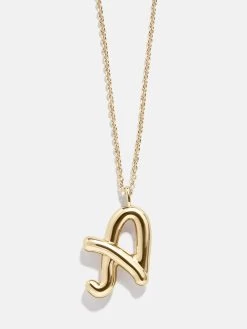 Bubble Script Initial Necklace - Gold 24 Bubble Script Initial Necklace - Gold -Baublebar 108455 G 02 A
