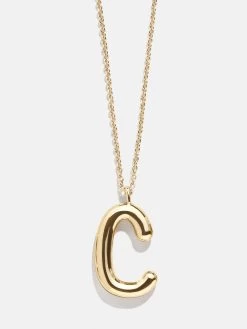Bubble Script Initial Necklace - Gold 26 Bubble Script Initial Necklace - Gold -Baublebar 108455 G 02 C
