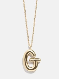 Bubble Script Initial Necklace - Gold 30 Bubble Script Initial Necklace - Gold -Baublebar 108455 G 02 G