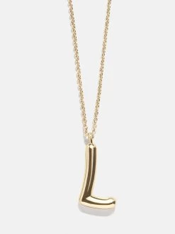 Bubble Script Initial Necklace - Gold 35 Bubble Script Initial Necklace - Gold -Baublebar 108455 G 02 L