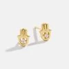 Inanna 18K Gold Earrings - Gold Mini Hamsa -Baublebar 108743 G 01