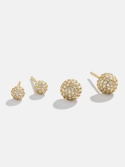 Dorothea 18K Gold Earrings - Gold/Pavé -Baublebar 108752 108753 G 01