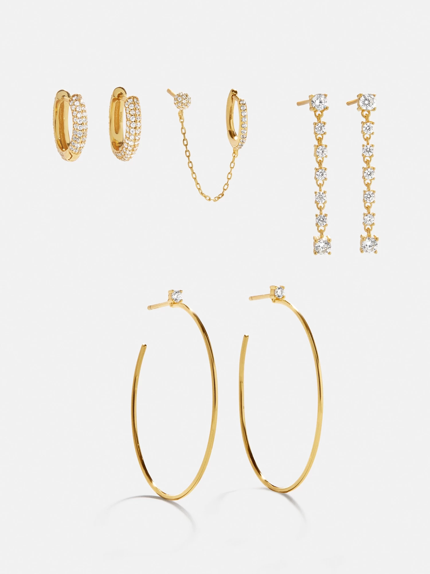 Leighton 18K Gold Earring Set - Gold/Pavé 3 Leighton 18K Gold Earring Set - Gold/Pavé