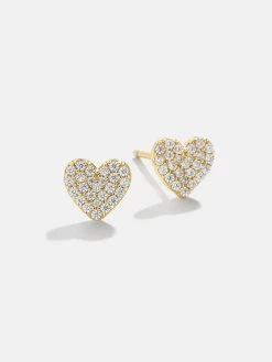 Whole Lotta Heart 18K Gold Kids' Earrings - Pavé -Baublebar 108870 G 01