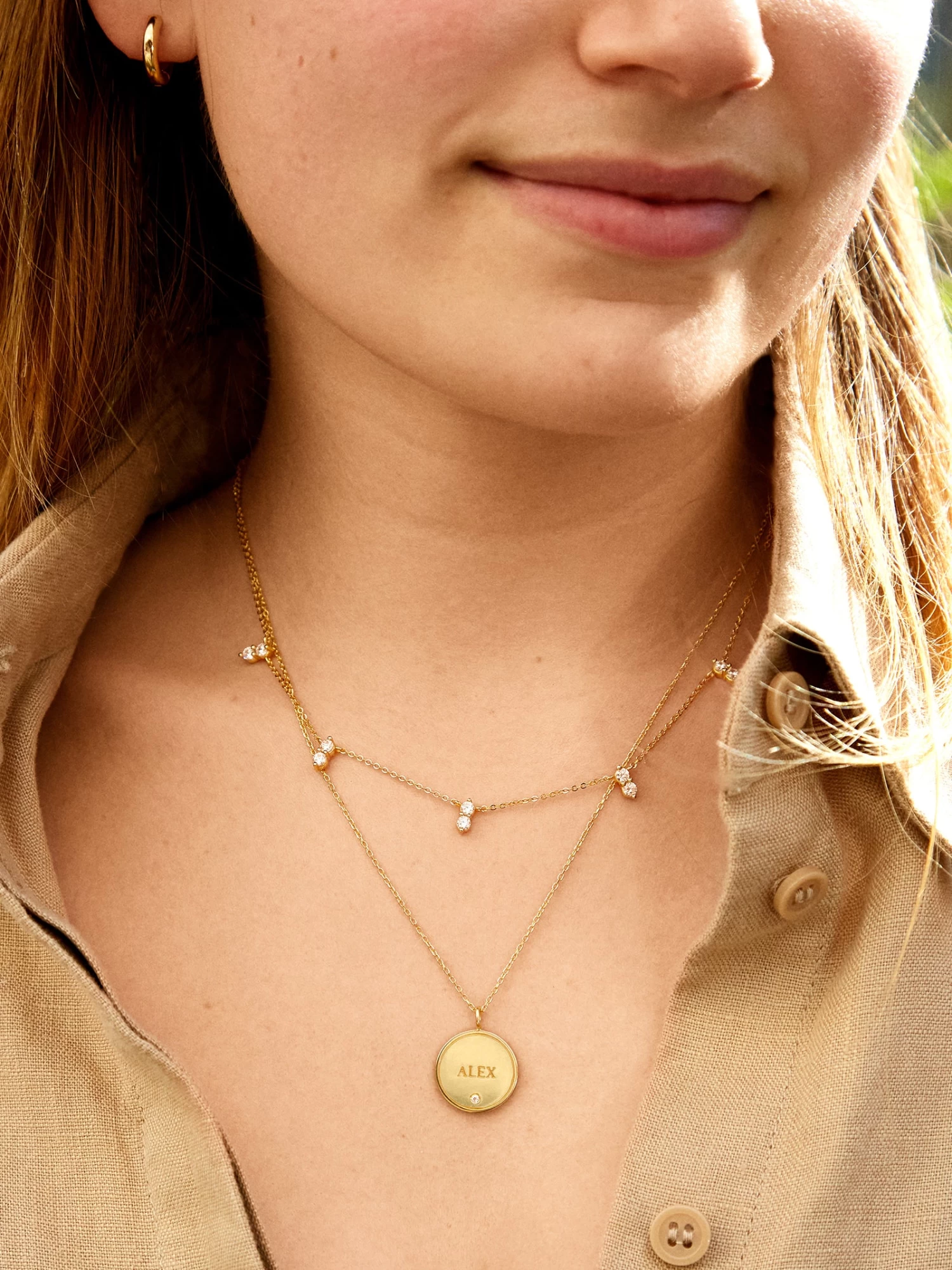 18K Gold Custom Engravable Disc Necklace - Engravable Disc 4 18K Gold Custom Engravable Disc Necklace - Engravable Disc - Image 2