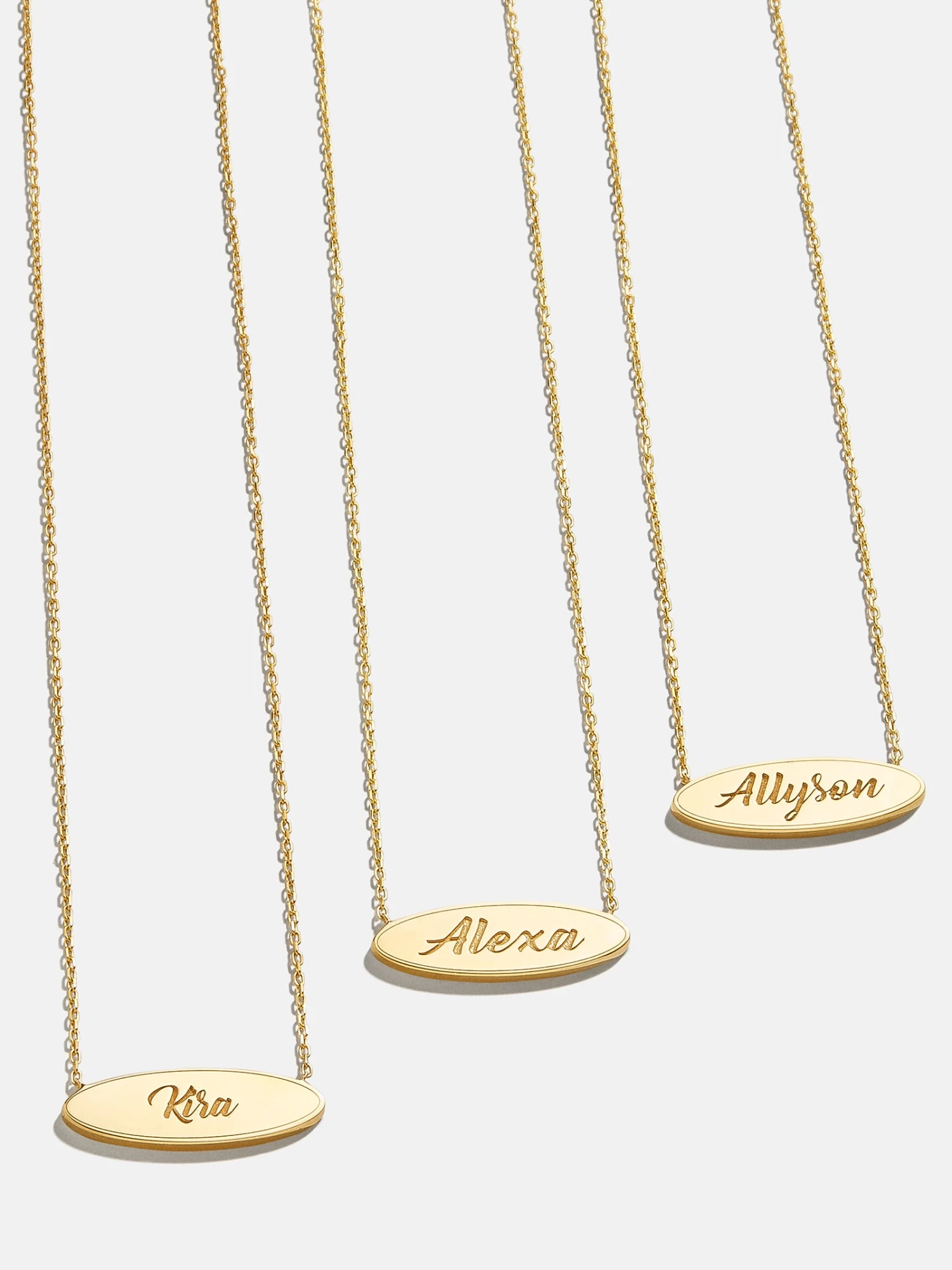 18K Gold Custom Engravable Oval Necklace - Engravable Oval 3 18K Gold Custom Engravable Oval Necklace - Engravable Oval