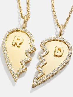 Heart 18K Gold Custom Best Friend Necklaces - Heart Best Friend Pendants -Baublebar 109135 G 02