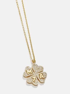 Clover 18K Gold Custom Pendant Necklace - Gold/Pavé -Baublebar 109146 G 01