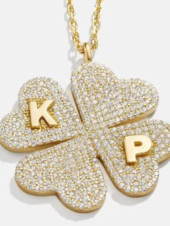 Clover 18K Gold Custom Pendant Necklace - Gold/Pavé -Baublebar 109147 G 02