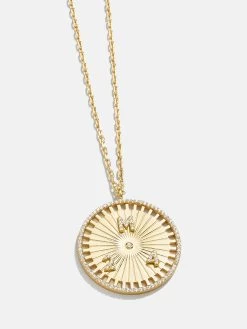 Compass 18K Gold Custom Medallion Necklace - Gold/Pavé -Baublebar 109153 G 01